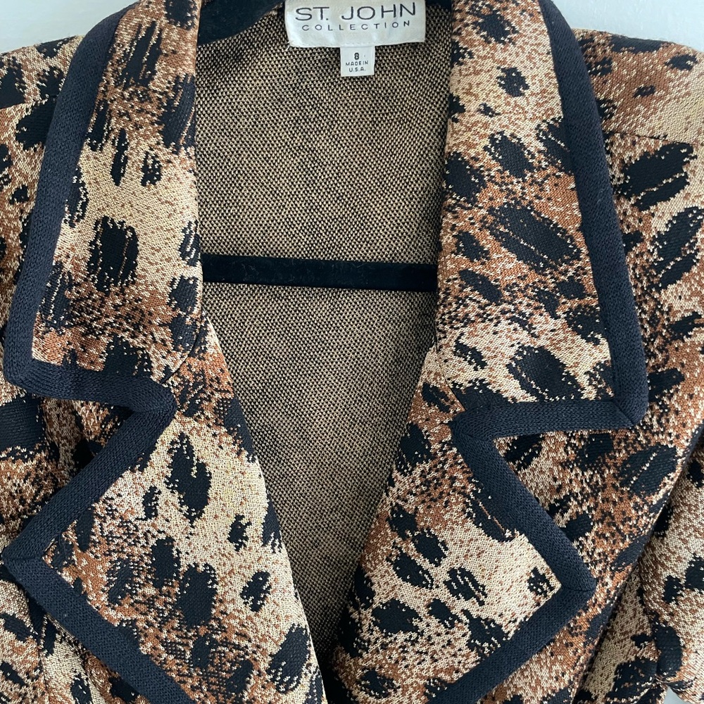St. John Animal Print Blazer - Tan and Black